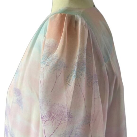 DALIA MACPHEE Purple Multi Floral Button Down Dress Long Sleeve Ruffled Lrge NWT - Picture 9 of 16